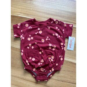 Cat & Jack Baby Girl Floral Bodysuit Romper Maroon Red